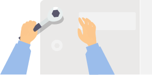 ラチェットで作業している手元のアップ